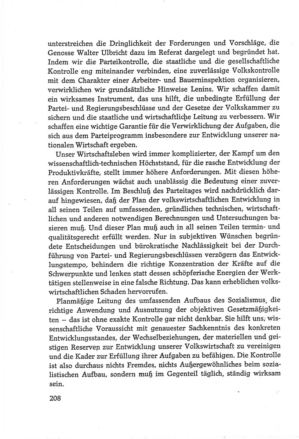 Protokoll der Verhandlungen des Ⅵ. Parteitages der Sozialistischen Einheitspartei Deutschlands (SED) [Deutsche Demokratische Republik (DDR)] 1963, Band Ⅲ, Seite 208 (Prot. Verh. Ⅵ. PT SED DDR 1963, Bd. Ⅲ, S. 208)