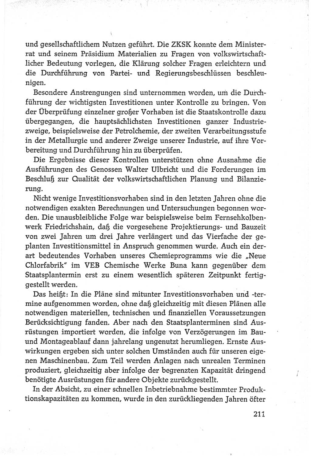 Protokoll der Verhandlungen des Ⅵ. Parteitages der Sozialistischen Einheitspartei Deutschlands (SED) [Deutsche Demokratische Republik (DDR)] 1963, Band Ⅲ, Seite 211 (Prot. Verh. Ⅵ. PT SED DDR 1963, Bd. Ⅲ, S. 211)