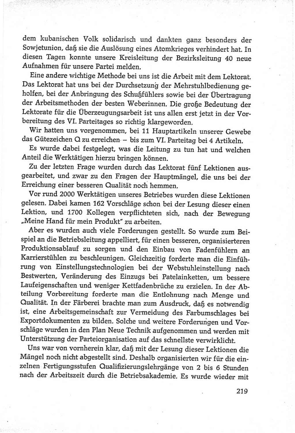 Protokoll der Verhandlungen des Ⅵ. Parteitages der Sozialistischen Einheitspartei Deutschlands (SED) [Deutsche Demokratische Republik (DDR)] 1963, Band Ⅲ, Seite 219 (Prot. Verh. Ⅵ. PT SED DDR 1963, Bd. Ⅲ, S. 219)