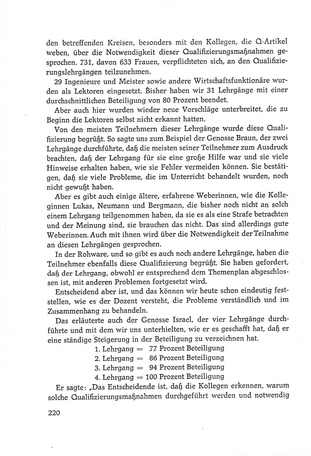 Protokoll der Verhandlungen des Ⅵ. Parteitages der Sozialistischen Einheitspartei Deutschlands (SED) [Deutsche Demokratische Republik (DDR)] 1963, Band Ⅲ, Seite 220 (Prot. Verh. Ⅵ. PT SED DDR 1963, Bd. Ⅲ, S. 220)