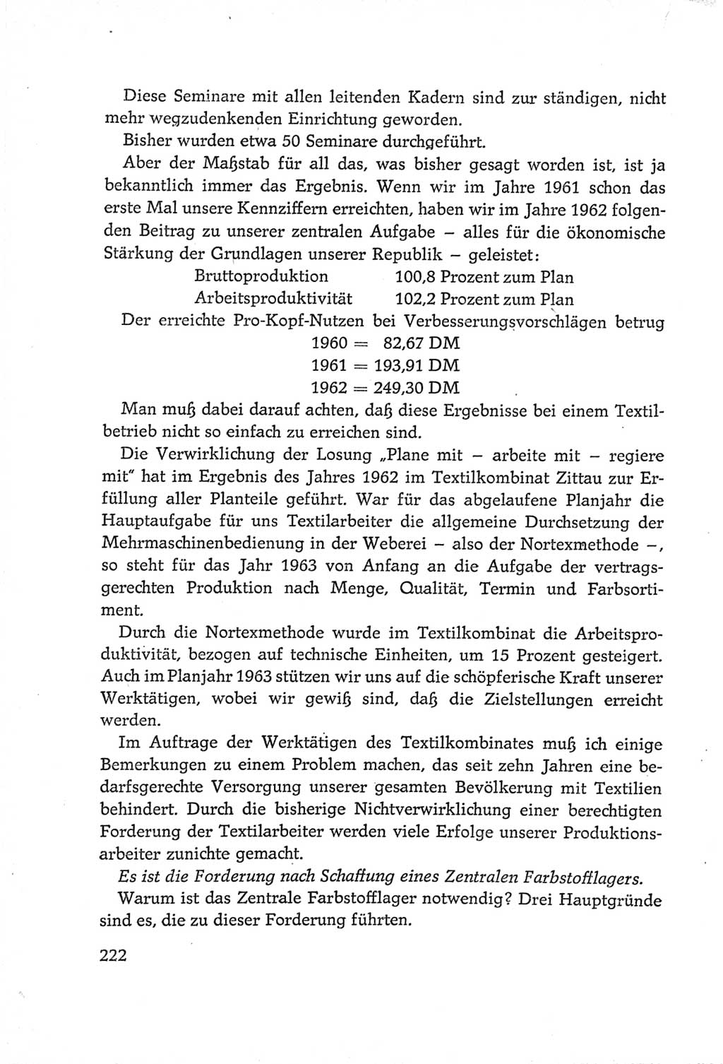 Protokoll der Verhandlungen des Ⅵ. Parteitages der Sozialistischen Einheitspartei Deutschlands (SED) [Deutsche Demokratische Republik (DDR)] 1963, Band Ⅲ, Seite 222 (Prot. Verh. Ⅵ. PT SED DDR 1963, Bd. Ⅲ, S. 222)