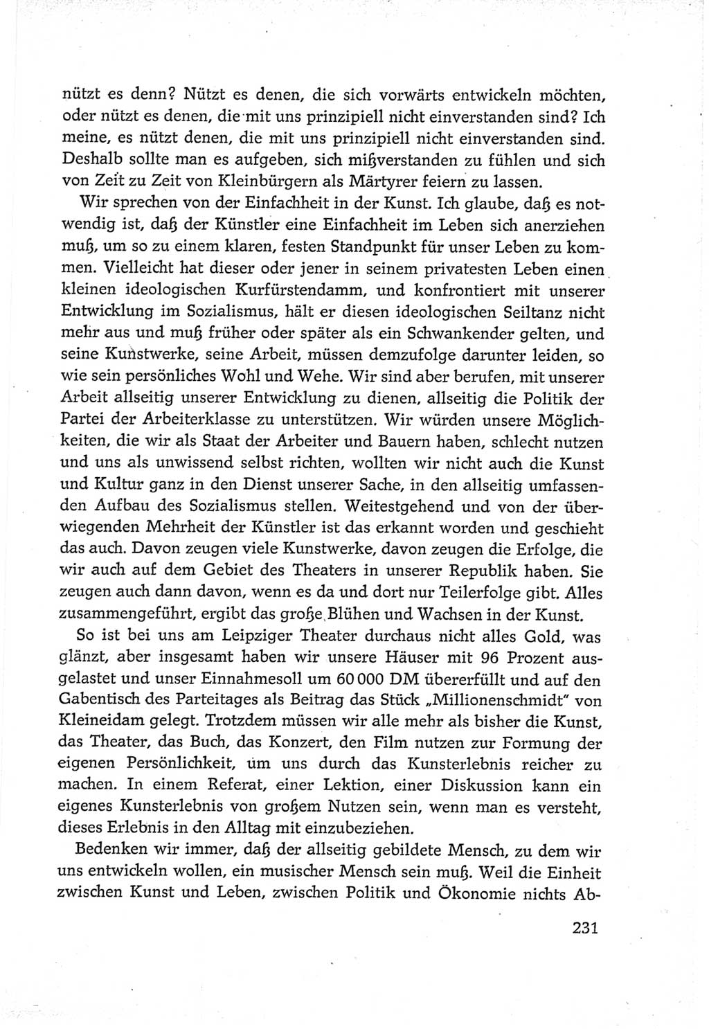 Protokoll der Verhandlungen des Ⅵ. Parteitages der Sozialistischen Einheitspartei Deutschlands (SED) [Deutsche Demokratische Republik (DDR)] 1963, Band Ⅲ, Seite 231 (Prot. Verh. Ⅵ. PT SED DDR 1963, Bd. Ⅲ, S. 231)