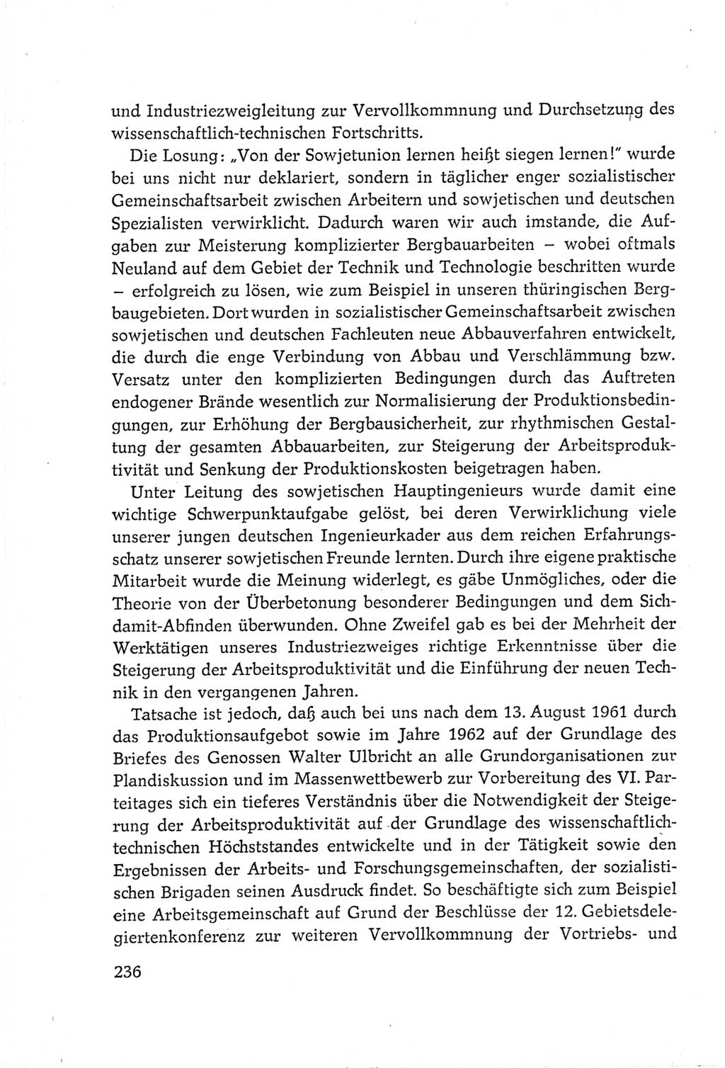 Protokoll der Verhandlungen des Ⅵ. Parteitages der Sozialistischen Einheitspartei Deutschlands (SED) [Deutsche Demokratische Republik (DDR)] 1963, Band Ⅲ, Seite 236 (Prot. Verh. Ⅵ. PT SED DDR 1963, Bd. Ⅲ, S. 236)