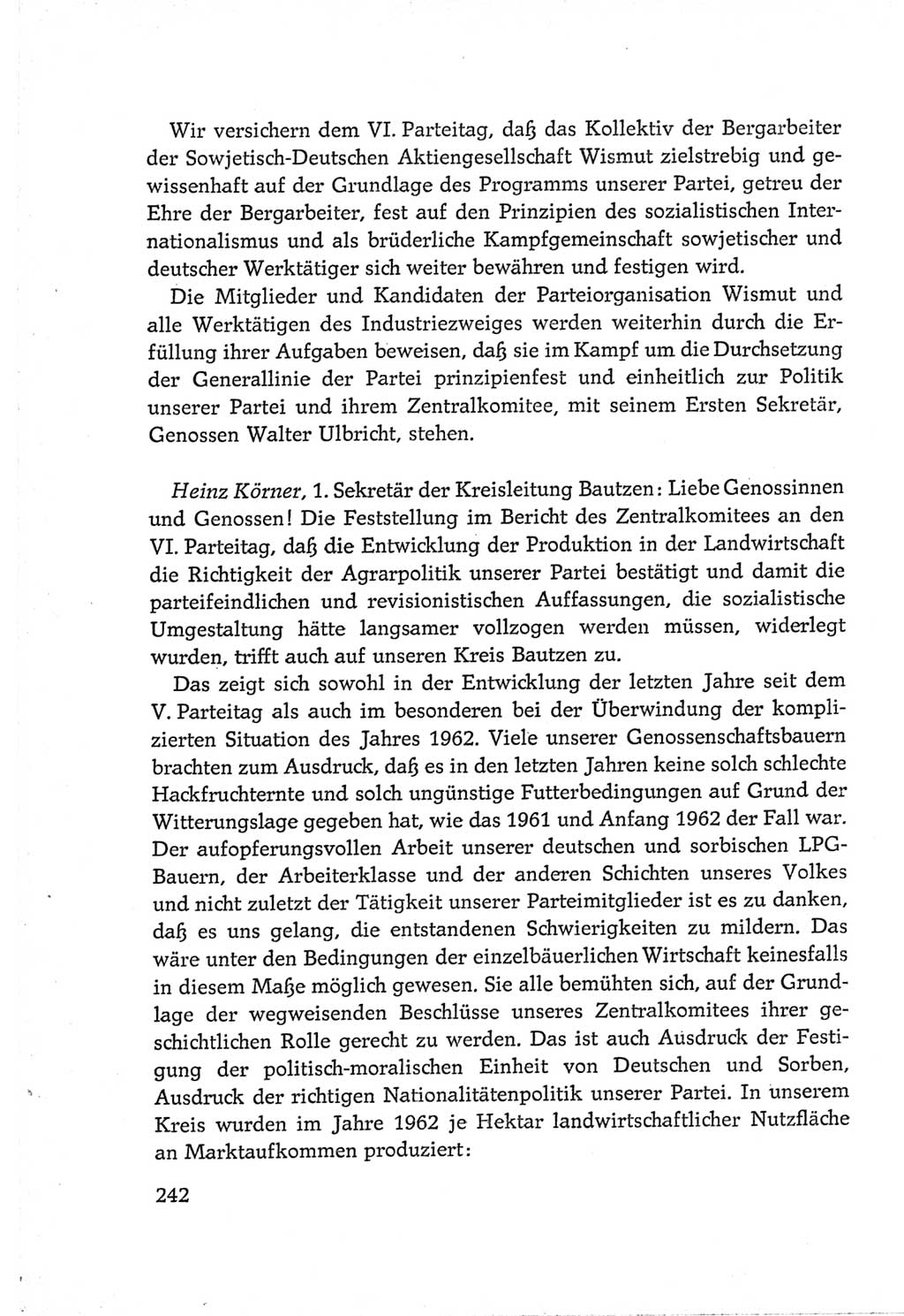Protokoll der Verhandlungen des Ⅵ. Parteitages der Sozialistischen Einheitspartei Deutschlands (SED) [Deutsche Demokratische Republik (DDR)] 1963, Band Ⅲ, Seite 242 (Prot. Verh. Ⅵ. PT SED DDR 1963, Bd. Ⅲ, S. 242)