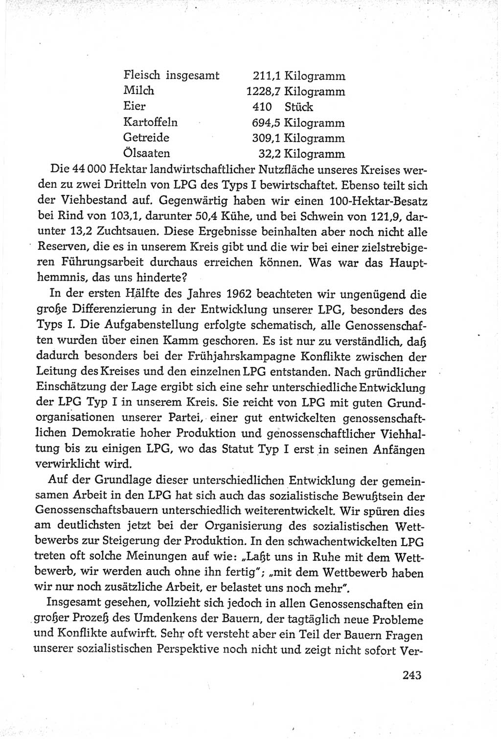 Protokoll der Verhandlungen des Ⅵ. Parteitages der Sozialistischen Einheitspartei Deutschlands (SED) [Deutsche Demokratische Republik (DDR)] 1963, Band Ⅲ, Seite 243 (Prot. Verh. Ⅵ. PT SED DDR 1963, Bd. Ⅲ, S. 243)
