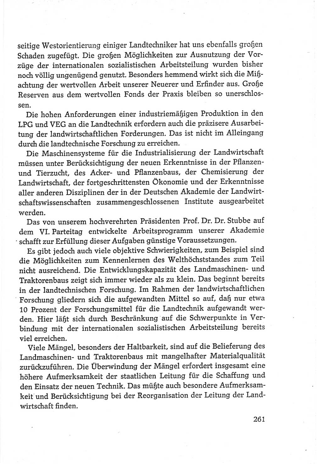 Protokoll der Verhandlungen des Ⅵ. Parteitages der Sozialistischen Einheitspartei Deutschlands (SED) [Deutsche Demokratische Republik (DDR)] 1963, Band Ⅲ, Seite 261 (Prot. Verh. Ⅵ. PT SED DDR 1963, Bd. Ⅲ, S. 261)