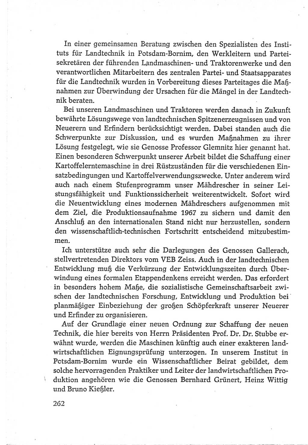 Protokoll der Verhandlungen des Ⅵ. Parteitages der Sozialistischen Einheitspartei Deutschlands (SED) [Deutsche Demokratische Republik (DDR)] 1963, Band Ⅲ, Seite 262 (Prot. Verh. Ⅵ. PT SED DDR 1963, Bd. Ⅲ, S. 262)