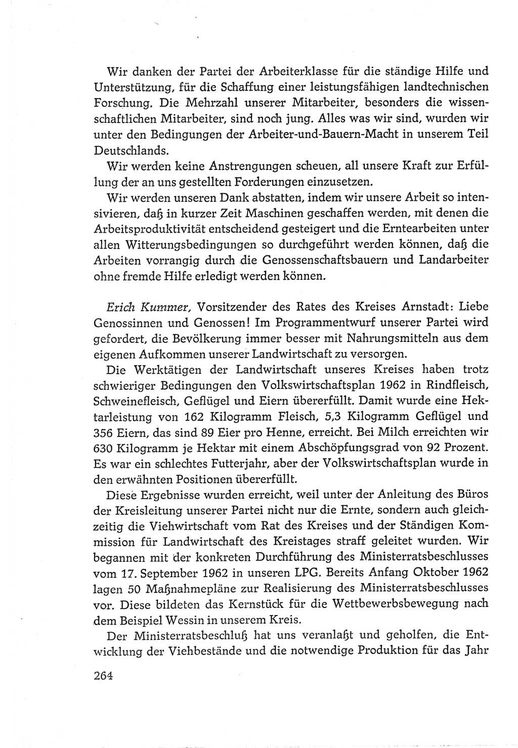Protokoll der Verhandlungen des Ⅵ. Parteitages der Sozialistischen Einheitspartei Deutschlands (SED) [Deutsche Demokratische Republik (DDR)] 1963, Band Ⅲ, Seite 264 (Prot. Verh. Ⅵ. PT SED DDR 1963, Bd. Ⅲ, S. 264)