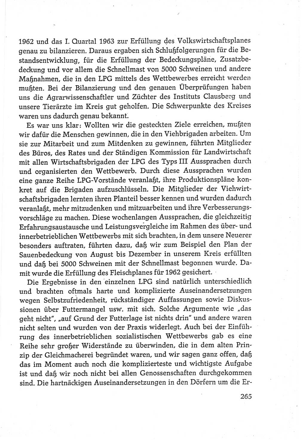 Protokoll der Verhandlungen des Ⅵ. Parteitages der Sozialistischen Einheitspartei Deutschlands (SED) [Deutsche Demokratische Republik (DDR)] 1963, Band Ⅲ, Seite 265 (Prot. Verh. Ⅵ. PT SED DDR 1963, Bd. Ⅲ, S. 265)