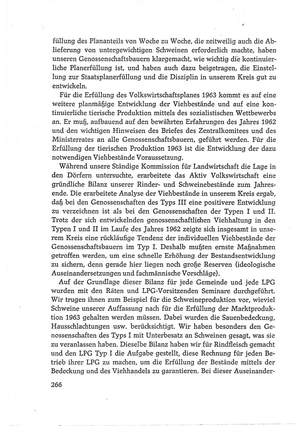 Protokoll der Verhandlungen des Ⅵ. Parteitages der Sozialistischen Einheitspartei Deutschlands (SED) [Deutsche Demokratische Republik (DDR)] 1963, Band Ⅲ, Seite 266 (Prot. Verh. Ⅵ. PT SED DDR 1963, Bd. Ⅲ, S. 266)