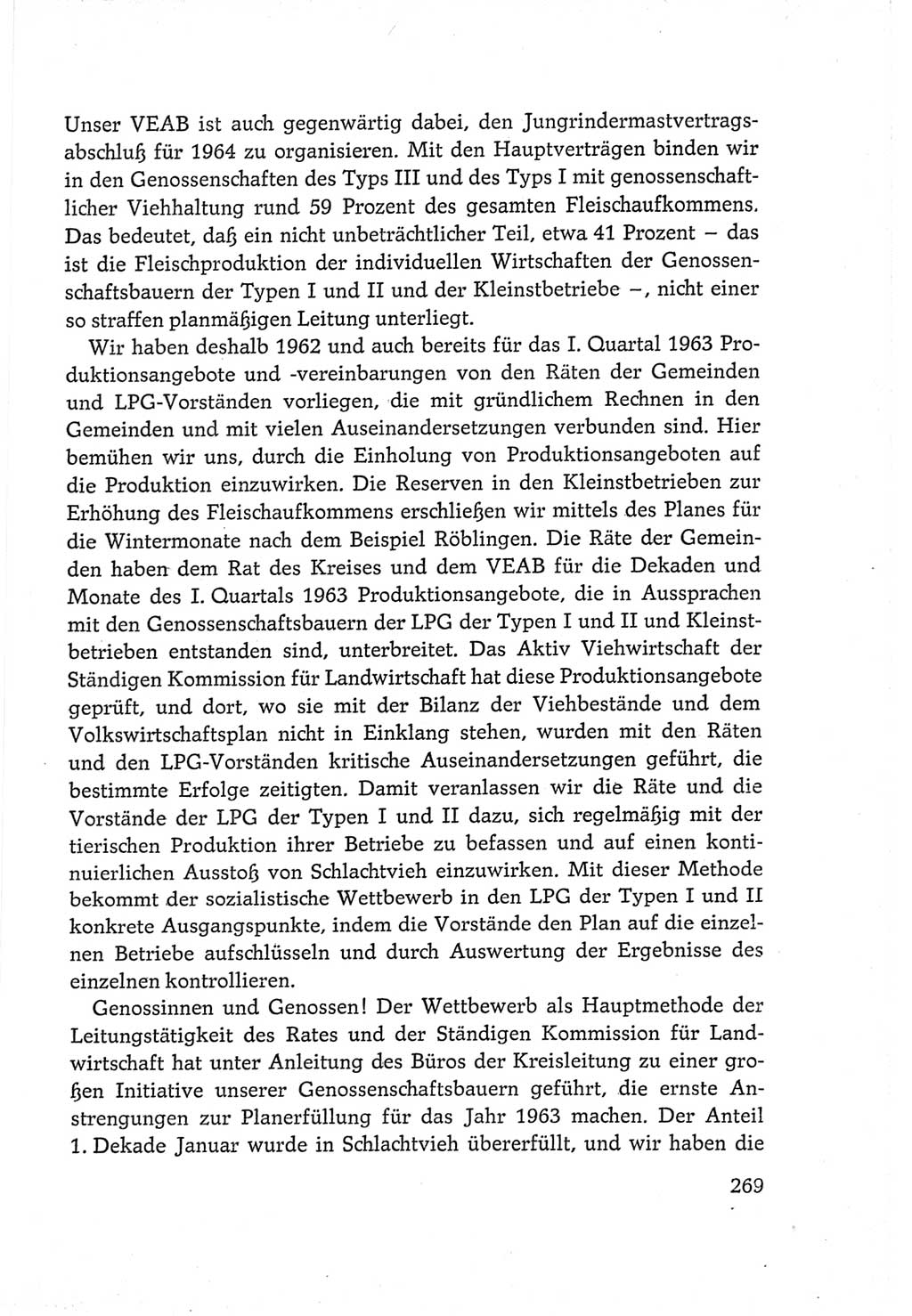 Protokoll der Verhandlungen des Ⅵ. Parteitages der Sozialistischen Einheitspartei Deutschlands (SED) [Deutsche Demokratische Republik (DDR)] 1963, Band Ⅲ, Seite 269 (Prot. Verh. Ⅵ. PT SED DDR 1963, Bd. Ⅲ, S. 269)