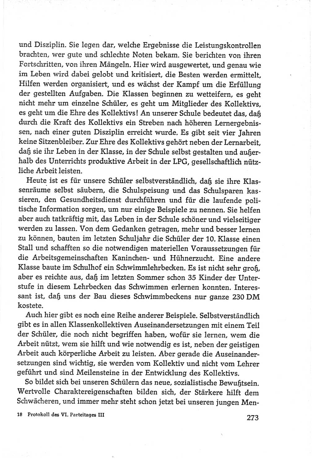 Protokoll der Verhandlungen des Ⅵ. Parteitages der Sozialistischen Einheitspartei Deutschlands (SED) [Deutsche Demokratische Republik (DDR)] 1963, Band Ⅲ, Seite 273 (Prot. Verh. Ⅵ. PT SED DDR 1963, Bd. Ⅲ, S. 273)