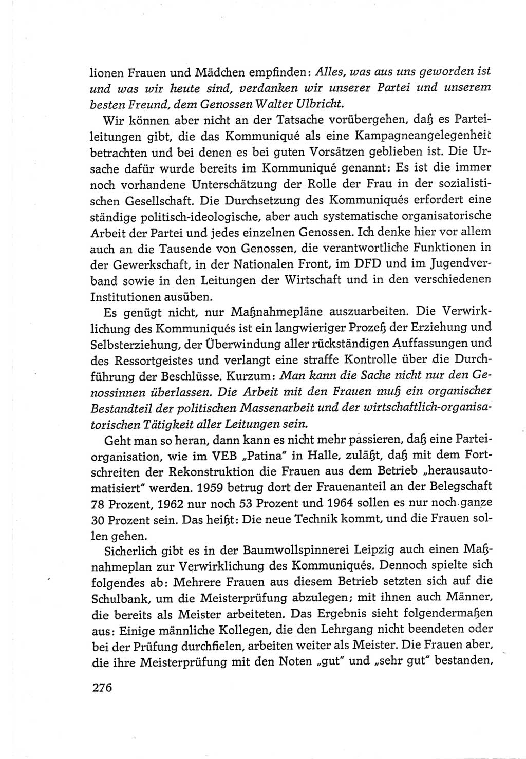 Protokoll der Verhandlungen des Ⅵ. Parteitages der Sozialistischen Einheitspartei Deutschlands (SED) [Deutsche Demokratische Republik (DDR)] 1963, Band Ⅲ, Seite 276 (Prot. Verh. Ⅵ. PT SED DDR 1963, Bd. Ⅲ, S. 276)