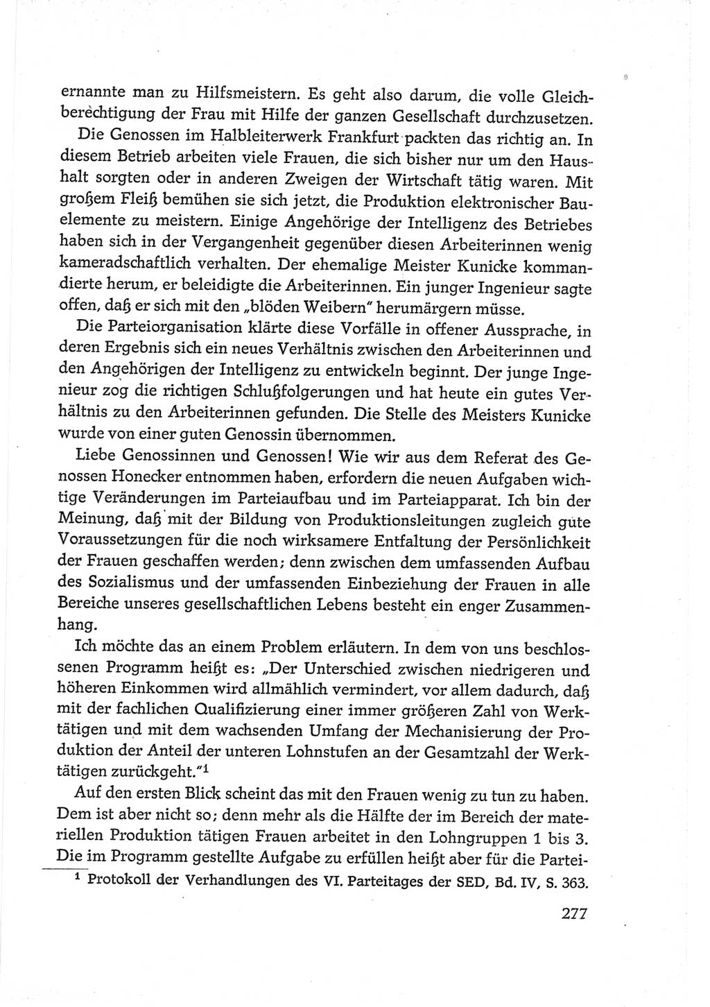 Protokoll der Verhandlungen des Ⅵ. Parteitages der Sozialistischen Einheitspartei Deutschlands (SED) [Deutsche Demokratische Republik (DDR)] 1963, Band Ⅲ, Seite 277 (Prot. Verh. Ⅵ. PT SED DDR 1963, Bd. Ⅲ, S. 277)