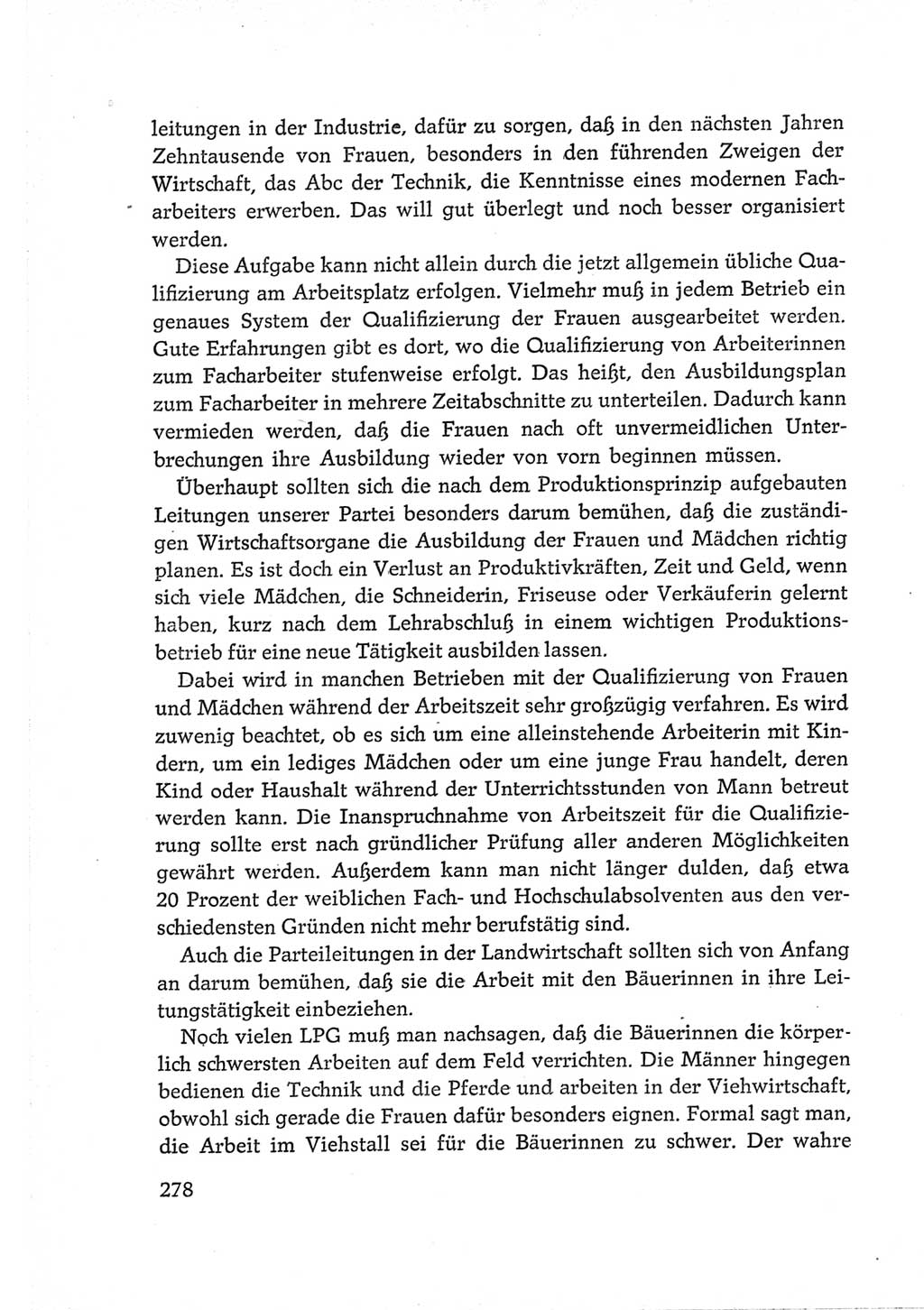 Protokoll der Verhandlungen des Ⅵ. Parteitages der Sozialistischen Einheitspartei Deutschlands (SED) [Deutsche Demokratische Republik (DDR)] 1963, Band Ⅲ, Seite 278 (Prot. Verh. Ⅵ. PT SED DDR 1963, Bd. Ⅲ, S. 278)
