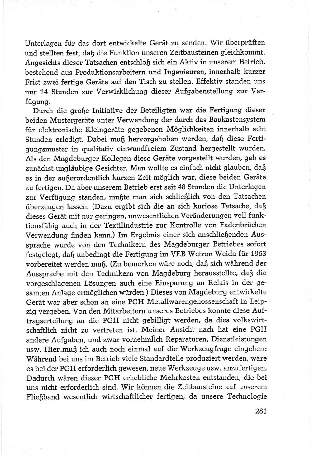 Protokoll der Verhandlungen des Ⅵ. Parteitages der Sozialistischen Einheitspartei Deutschlands (SED) [Deutsche Demokratische Republik (DDR)] 1963, Band Ⅲ, Seite 281 (Prot. Verh. Ⅵ. PT SED DDR 1963, Bd. Ⅲ, S. 281)