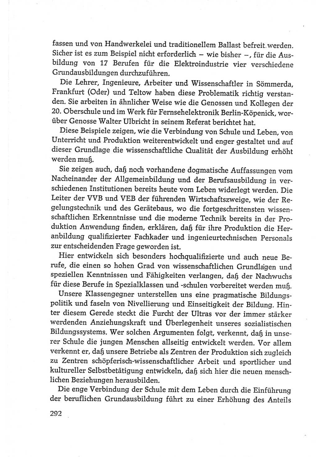 Protokoll der Verhandlungen des Ⅵ. Parteitages der Sozialistischen Einheitspartei Deutschlands (SED) [Deutsche Demokratische Republik (DDR)] 1963, Band Ⅲ, Seite 292 (Prot. Verh. Ⅵ. PT SED DDR 1963, Bd. Ⅲ, S. 292)