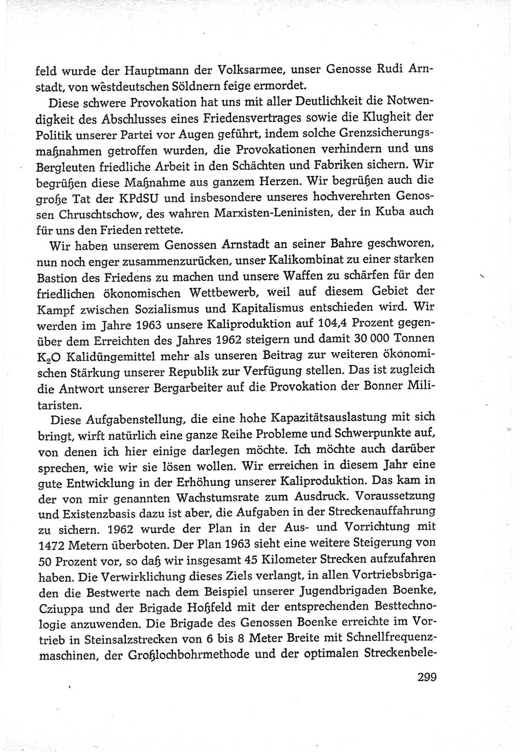 Protokoll der Verhandlungen des Ⅵ. Parteitages der Sozialistischen Einheitspartei Deutschlands (SED) [Deutsche Demokratische Republik (DDR)] 1963, Band Ⅲ, Seite 299 (Prot. Verh. Ⅵ. PT SED DDR 1963, Bd. Ⅲ, S. 299)