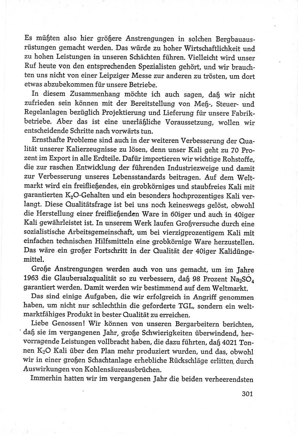 Protokoll der Verhandlungen des Ⅵ. Parteitages der Sozialistischen Einheitspartei Deutschlands (SED) [Deutsche Demokratische Republik (DDR)] 1963, Band Ⅲ, Seite 301 (Prot. Verh. Ⅵ. PT SED DDR 1963, Bd. Ⅲ, S. 301)