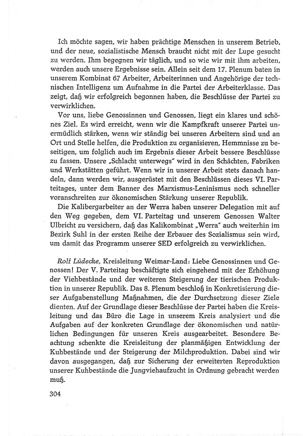 Protokoll der Verhandlungen des Ⅵ. Parteitages der Sozialistischen Einheitspartei Deutschlands (SED) [Deutsche Demokratische Republik (DDR)] 1963, Band Ⅲ, Seite 304 (Prot. Verh. Ⅵ. PT SED DDR 1963, Bd. Ⅲ, S. 304)