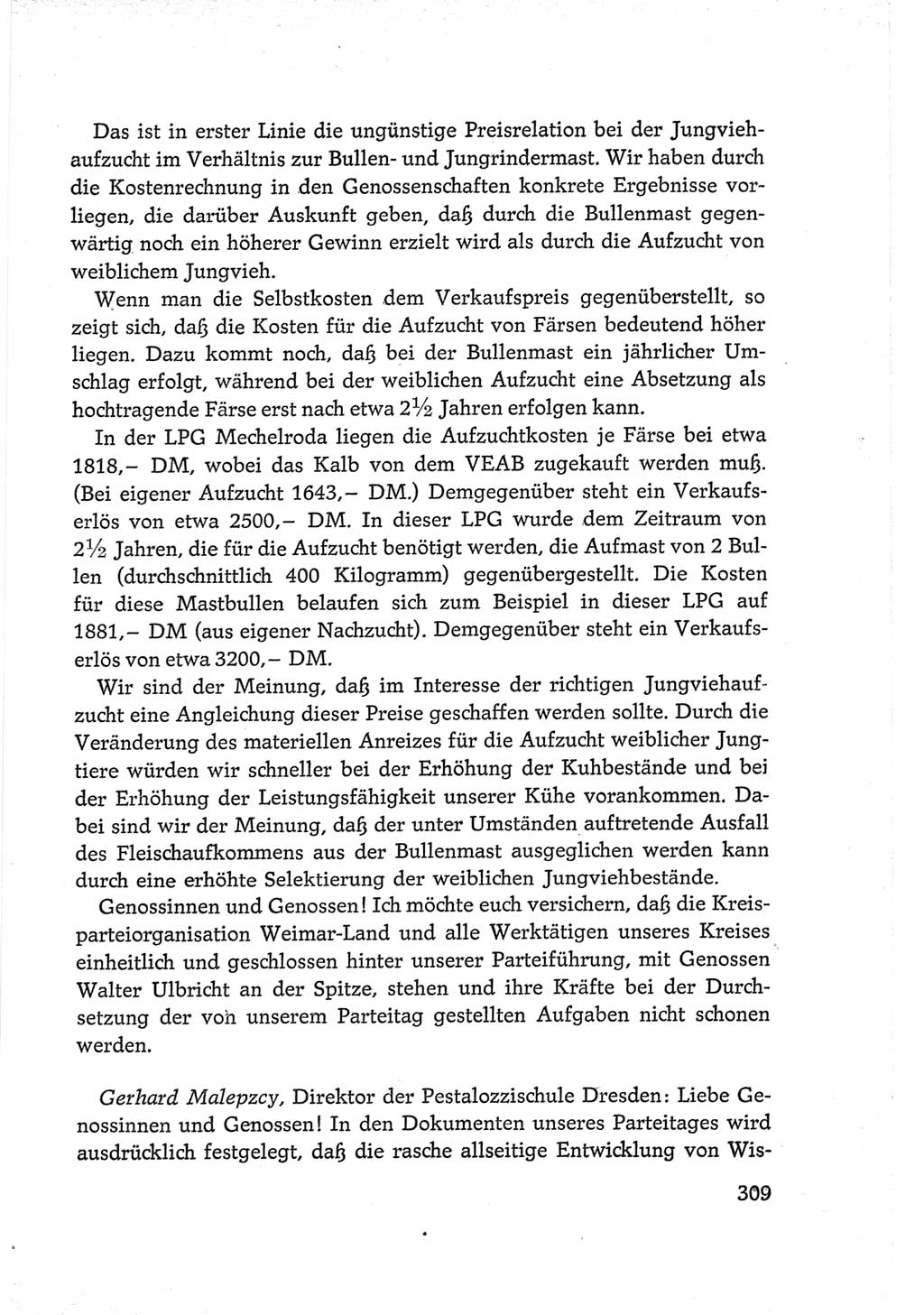 Protokoll der Verhandlungen des Ⅵ. Parteitages der Sozialistischen Einheitspartei Deutschlands (SED) [Deutsche Demokratische Republik (DDR)] 1963, Band Ⅲ, Seite 309 (Prot. Verh. Ⅵ. PT SED DDR 1963, Bd. Ⅲ, S. 309)