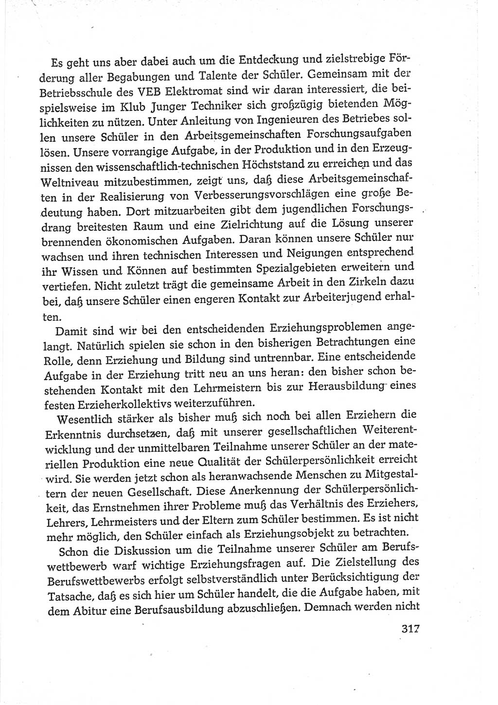 Protokoll der Verhandlungen des Ⅵ. Parteitages der Sozialistischen Einheitspartei Deutschlands (SED) [Deutsche Demokratische Republik (DDR)] 1963, Band Ⅲ, Seite 317 (Prot. Verh. Ⅵ. PT SED DDR 1963, Bd. Ⅲ, S. 317)