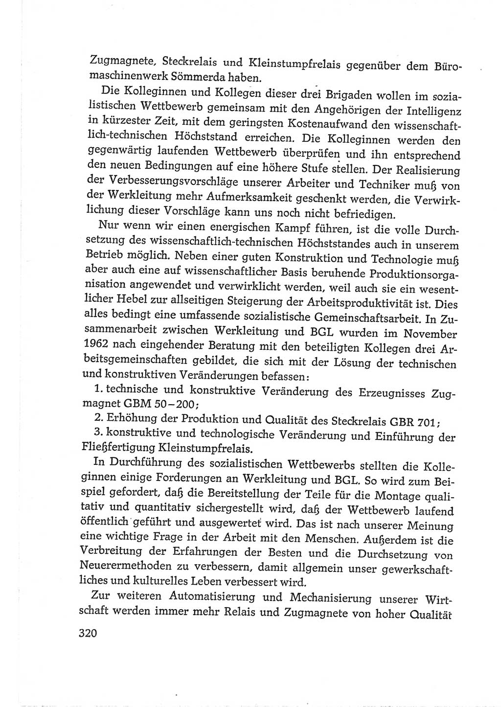Protokoll der Verhandlungen des Ⅵ. Parteitages der Sozialistischen Einheitspartei Deutschlands (SED) [Deutsche Demokratische Republik (DDR)] 1963, Band Ⅲ, Seite 320 (Prot. Verh. Ⅵ. PT SED DDR 1963, Bd. Ⅲ, S. 320)