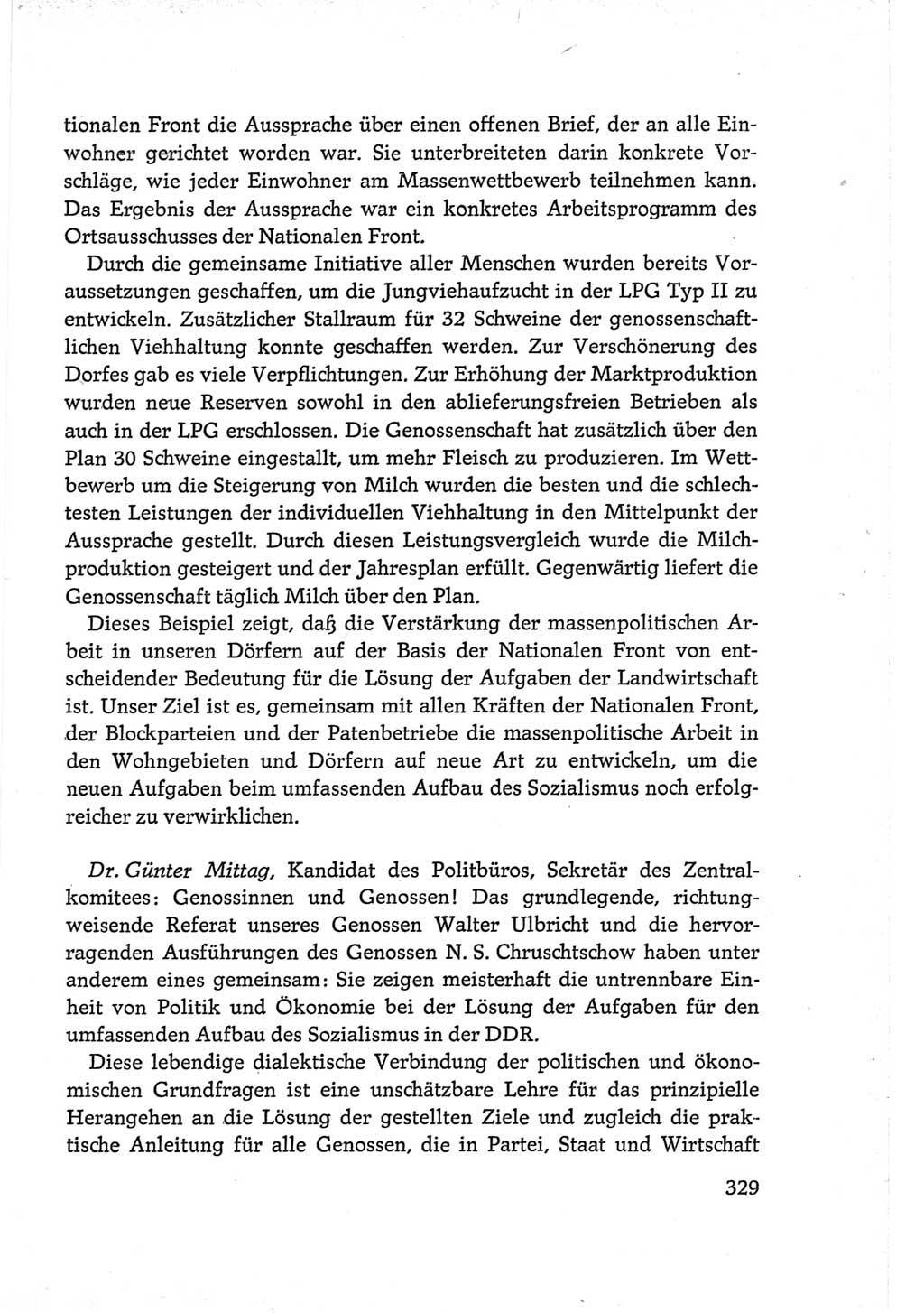 Protokoll der Verhandlungen des Ⅵ. Parteitages der Sozialistischen Einheitspartei Deutschlands (SED) [Deutsche Demokratische Republik (DDR)] 1963, Band Ⅲ, Seite 329 (Prot. Verh. Ⅵ. PT SED DDR 1963, Bd. Ⅲ, S. 329)