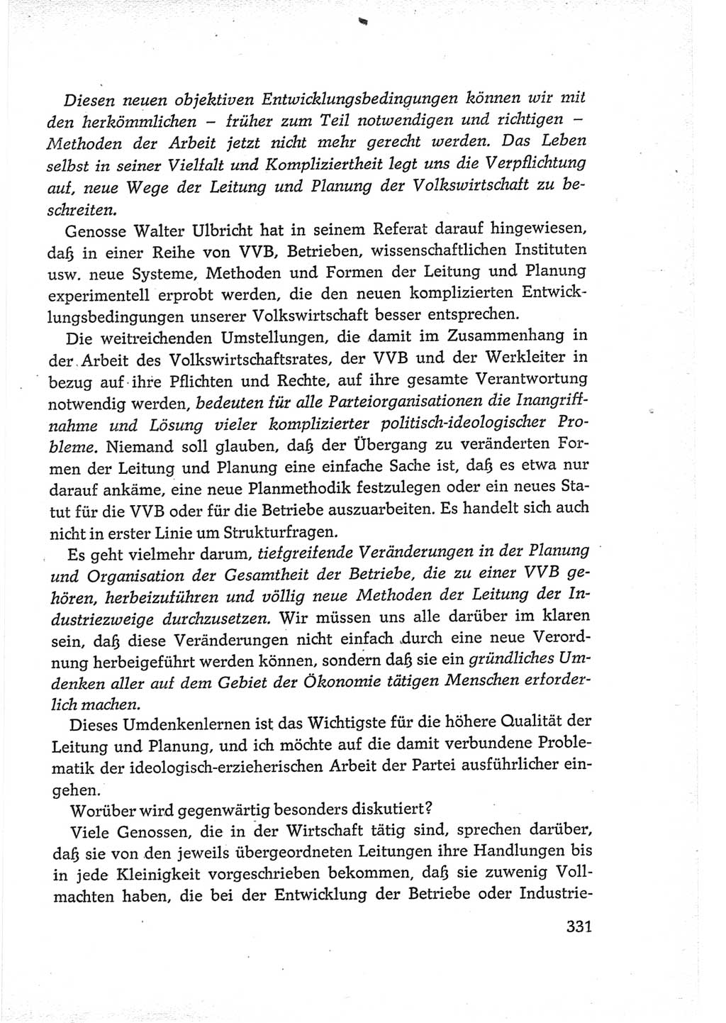 Protokoll der Verhandlungen des Ⅵ. Parteitages der Sozialistischen Einheitspartei Deutschlands (SED) [Deutsche Demokratische Republik (DDR)] 1963, Band Ⅲ, Seite 331 (Prot. Verh. Ⅵ. PT SED DDR 1963, Bd. Ⅲ, S. 331)