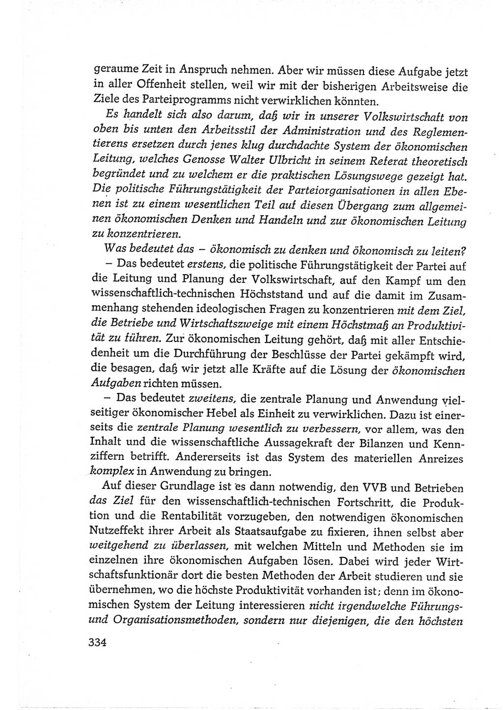 Protokoll der Verhandlungen des Ⅵ. Parteitages der Sozialistischen Einheitspartei Deutschlands (SED) [Deutsche Demokratische Republik (DDR)] 1963, Band Ⅲ, Seite 334 (Prot. Verh. Ⅵ. PT SED DDR 1963, Bd. Ⅲ, S. 334)