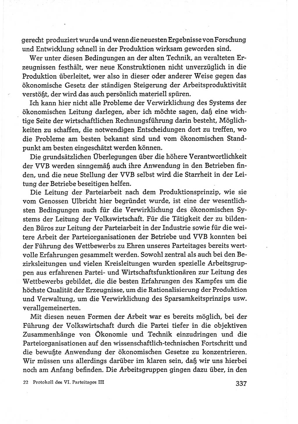 Protokoll der Verhandlungen des Ⅵ. Parteitages der Sozialistischen Einheitspartei Deutschlands (SED) [Deutsche Demokratische Republik (DDR)] 1963, Band Ⅲ, Seite 337 (Prot. Verh. Ⅵ. PT SED DDR 1963, Bd. Ⅲ, S. 337)