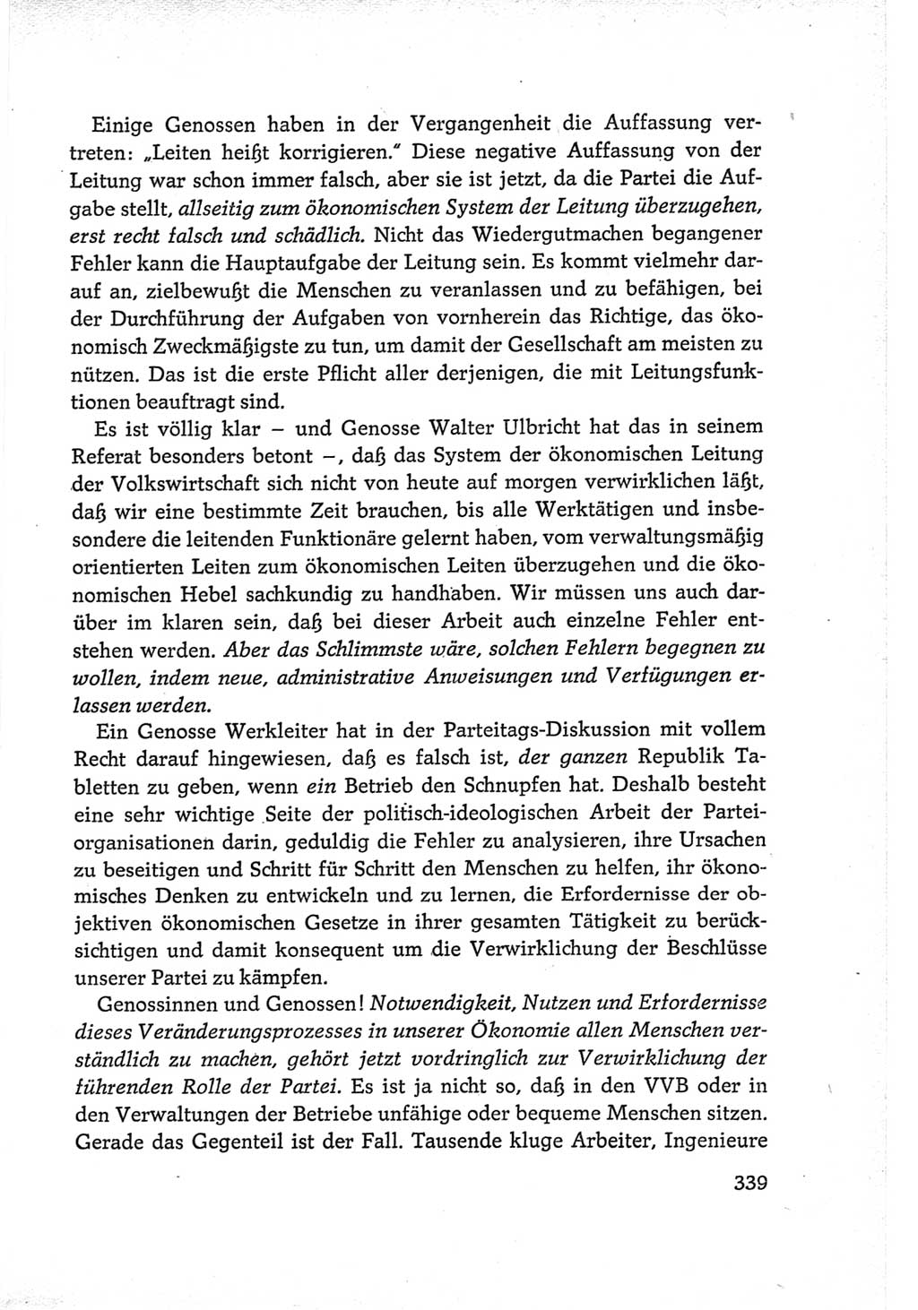 Protokoll der Verhandlungen des Ⅵ. Parteitages der Sozialistischen Einheitspartei Deutschlands (SED) [Deutsche Demokratische Republik (DDR)] 1963, Band Ⅲ, Seite 339 (Prot. Verh. Ⅵ. PT SED DDR 1963, Bd. Ⅲ, S. 339)
