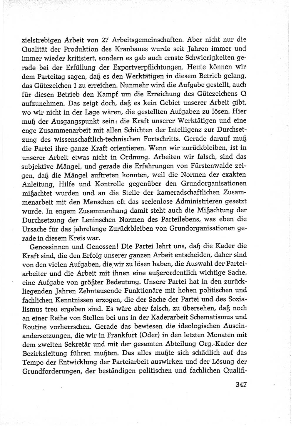 Protokoll der Verhandlungen des Ⅵ. Parteitages der Sozialistischen Einheitspartei Deutschlands (SED) [Deutsche Demokratische Republik (DDR)] 1963, Band Ⅲ, Seite 347 (Prot. Verh. Ⅵ. PT SED DDR 1963, Bd. Ⅲ, S. 347)