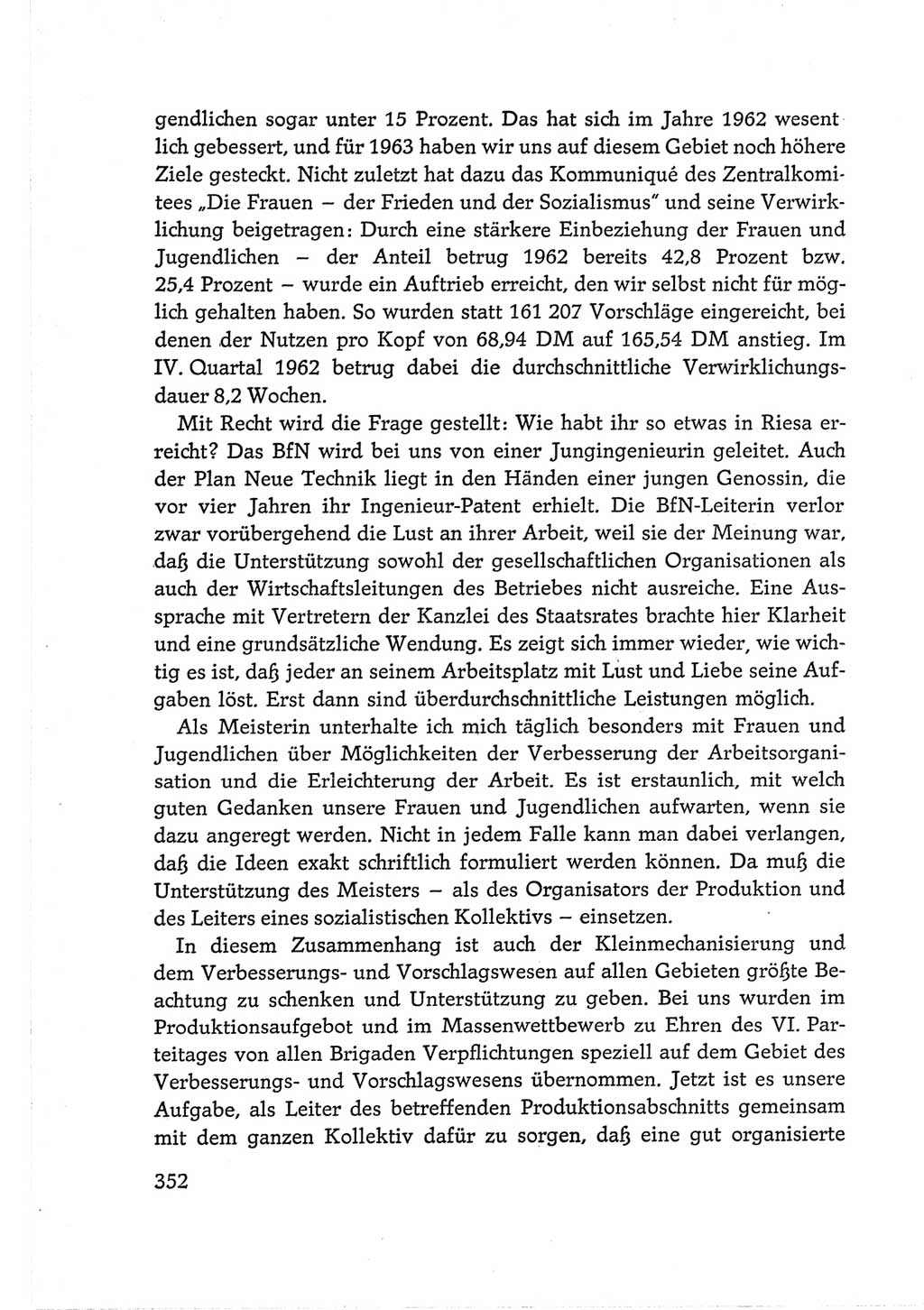 Protokoll der Verhandlungen des Ⅵ. Parteitages der Sozialistischen Einheitspartei Deutschlands (SED) [Deutsche Demokratische Republik (DDR)] 1963, Band Ⅲ, Seite 352 (Prot. Verh. Ⅵ. PT SED DDR 1963, Bd. Ⅲ, S. 352)