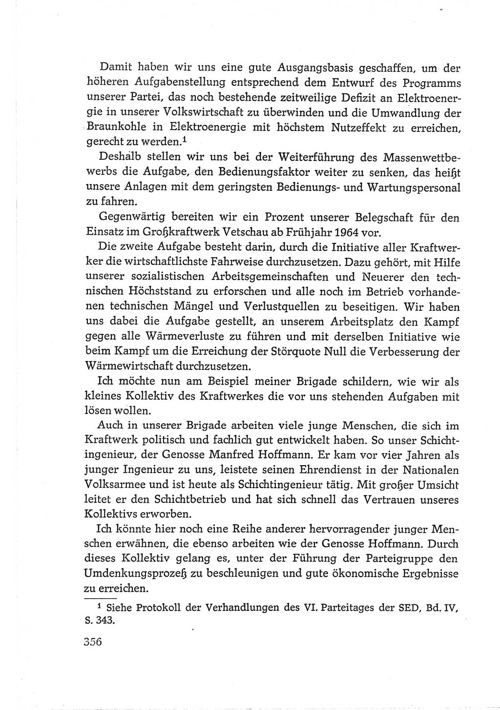 Protokoll der Verhandlungen des Ⅵ. Parteitages der Sozialistischen Einheitspartei Deutschlands (SED) [Deutsche Demokratische Republik (DDR)] 1963, Band Ⅲ, Seite 356 (Prot. Verh. Ⅵ. PT SED DDR 1963, Bd. Ⅲ, S. 356)