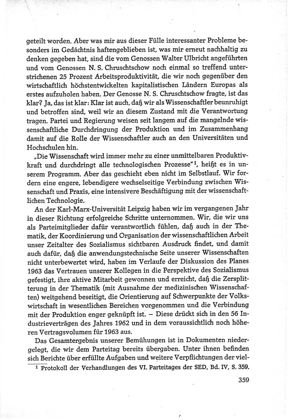 Protokoll der Verhandlungen des Ⅵ. Parteitages der Sozialistischen Einheitspartei Deutschlands (SED) [Deutsche Demokratische Republik (DDR)] 1963, Band Ⅲ, Seite 359 (Prot. Verh. Ⅵ. PT SED DDR 1963, Bd. Ⅲ, S. 359)