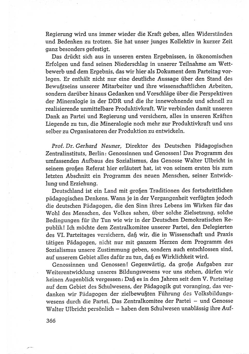 Protokoll der Verhandlungen des Ⅵ. Parteitages der Sozialistischen Einheitspartei Deutschlands (SED) [Deutsche Demokratische Republik (DDR)] 1963, Band Ⅲ, Seite 366 (Prot. Verh. Ⅵ. PT SED DDR 1963, Bd. Ⅲ, S. 366)