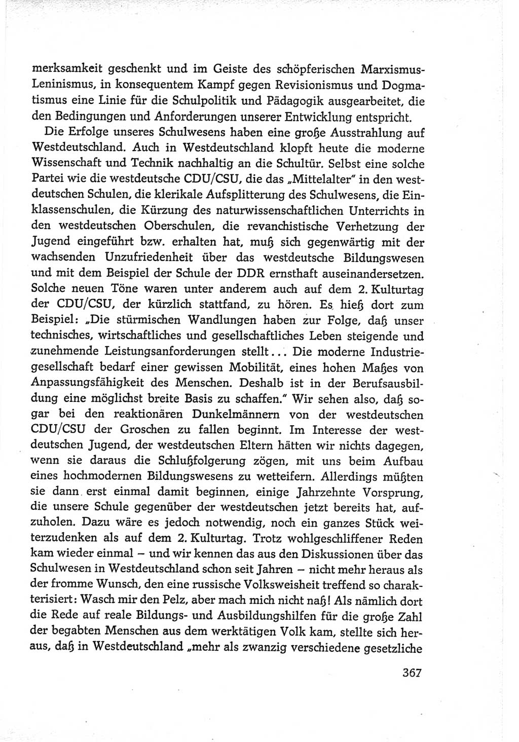Protokoll der Verhandlungen des Ⅵ. Parteitages der Sozialistischen Einheitspartei Deutschlands (SED) [Deutsche Demokratische Republik (DDR)] 1963, Band Ⅲ, Seite 367 (Prot. Verh. Ⅵ. PT SED DDR 1963, Bd. Ⅲ, S. 367)