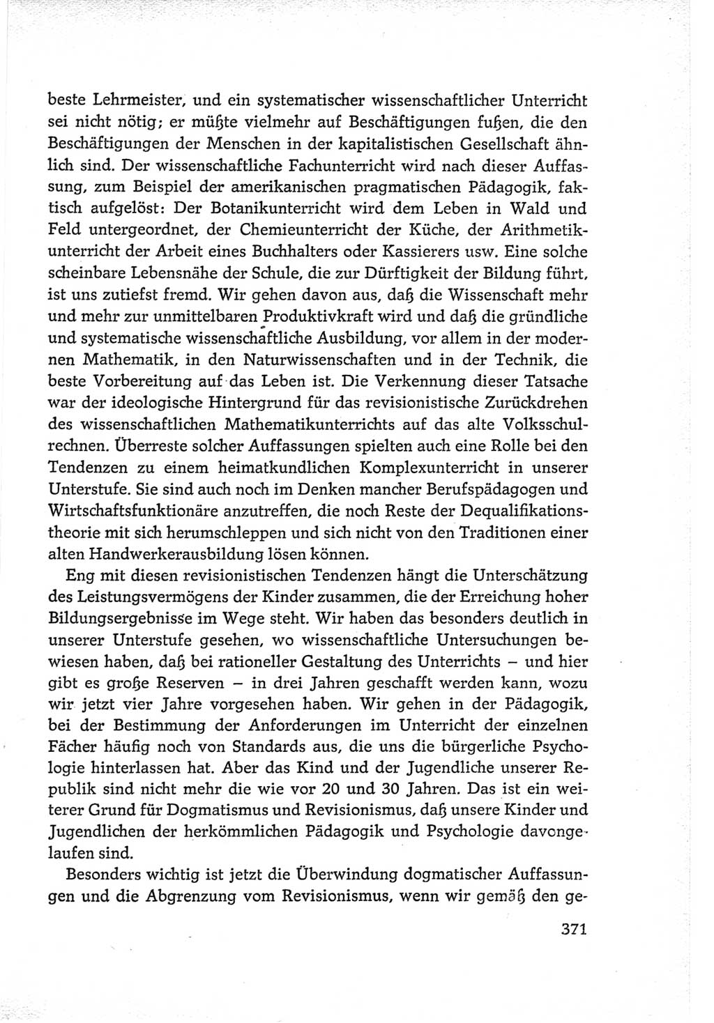 Protokoll der Verhandlungen des Ⅵ. Parteitages der Sozialistischen Einheitspartei Deutschlands (SED) [Deutsche Demokratische Republik (DDR)] 1963, Band Ⅲ, Seite 371 (Prot. Verh. Ⅵ. PT SED DDR 1963, Bd. Ⅲ, S. 371)
