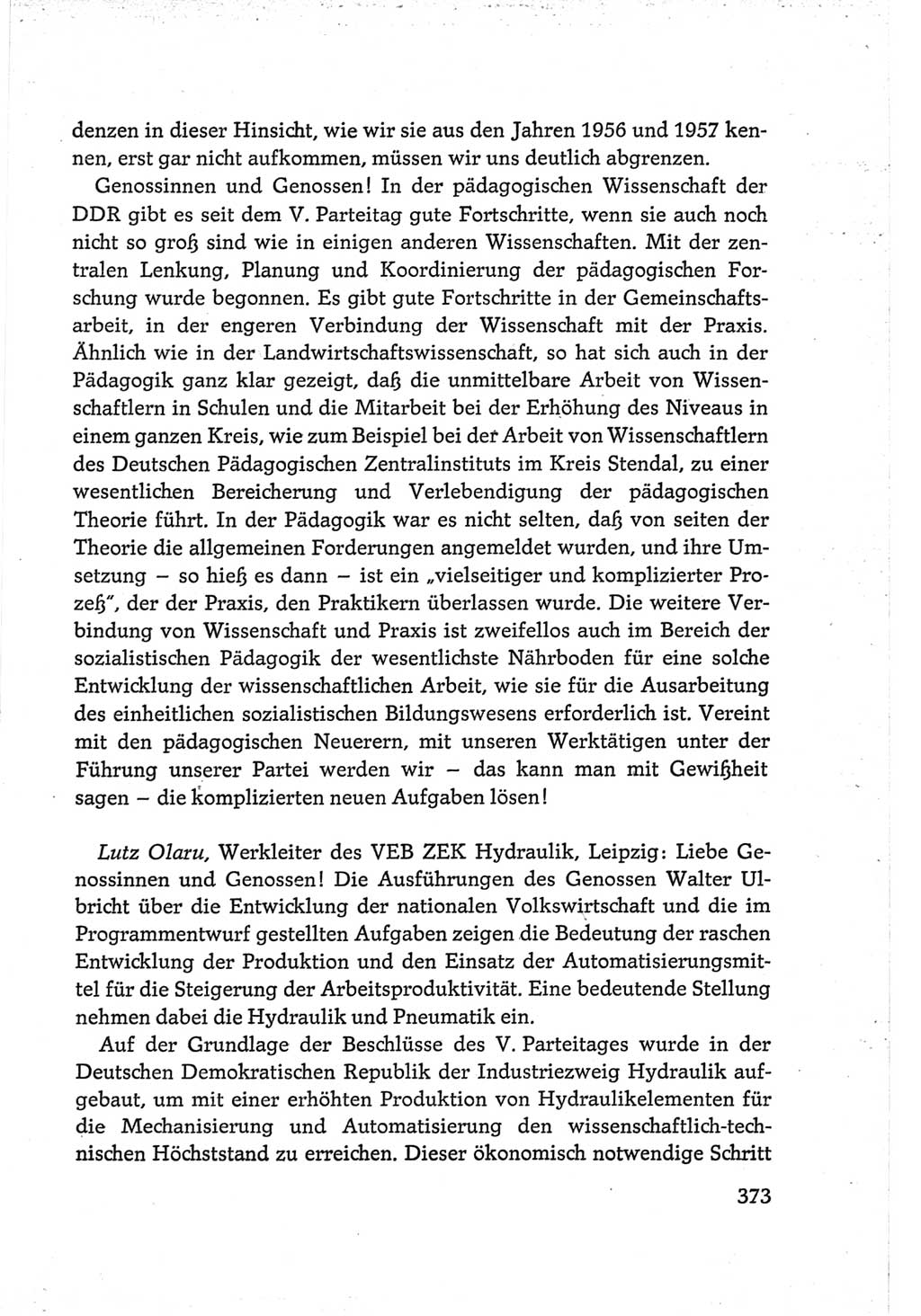 Protokoll der Verhandlungen des Ⅵ. Parteitages der Sozialistischen Einheitspartei Deutschlands (SED) [Deutsche Demokratische Republik (DDR)] 1963, Band Ⅲ, Seite 373 (Prot. Verh. Ⅵ. PT SED DDR 1963, Bd. Ⅲ, S. 373)