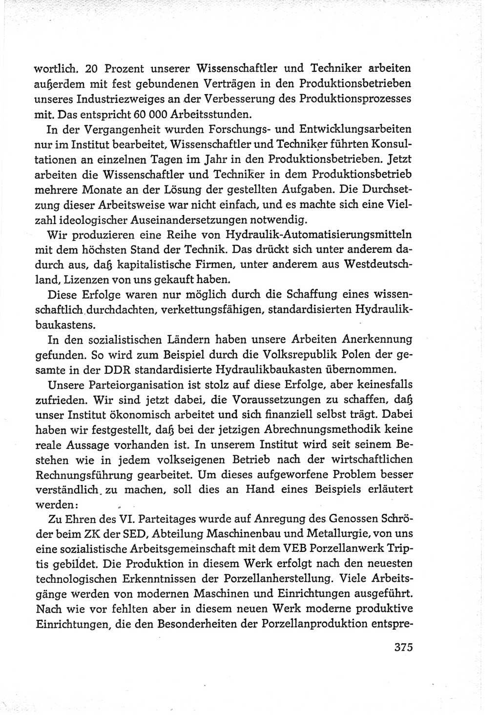 Protokoll der Verhandlungen des Ⅵ. Parteitages der Sozialistischen Einheitspartei Deutschlands (SED) [Deutsche Demokratische Republik (DDR)] 1963, Band Ⅲ, Seite 375 (Prot. Verh. Ⅵ. PT SED DDR 1963, Bd. Ⅲ, S. 375)