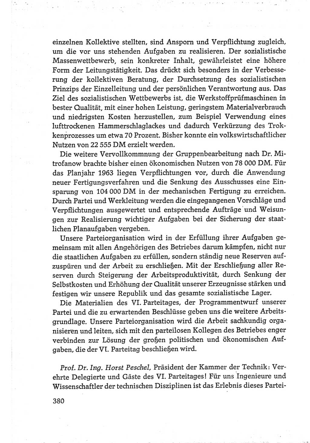 Protokoll der Verhandlungen des Ⅵ. Parteitages der Sozialistischen Einheitspartei Deutschlands (SED) [Deutsche Demokratische Republik (DDR)] 1963, Band Ⅲ, Seite 380 (Prot. Verh. Ⅵ. PT SED DDR 1963, Bd. Ⅲ, S. 380)
