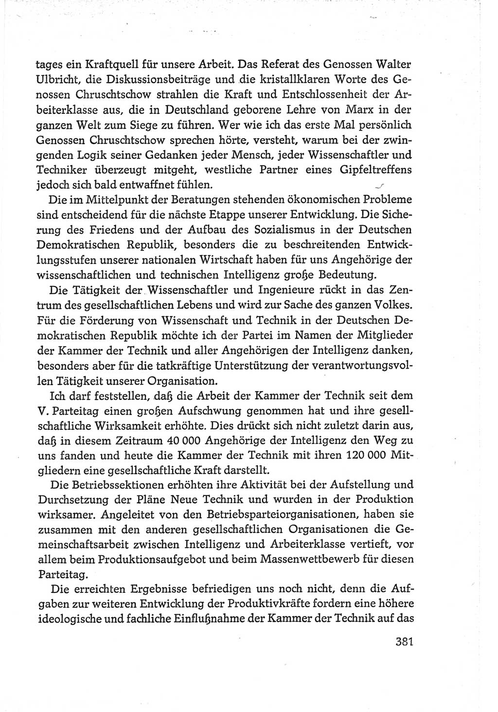 Protokoll der Verhandlungen des Ⅵ. Parteitages der Sozialistischen Einheitspartei Deutschlands (SED) [Deutsche Demokratische Republik (DDR)] 1963, Band Ⅲ, Seite 381 (Prot. Verh. Ⅵ. PT SED DDR 1963, Bd. Ⅲ, S. 381)