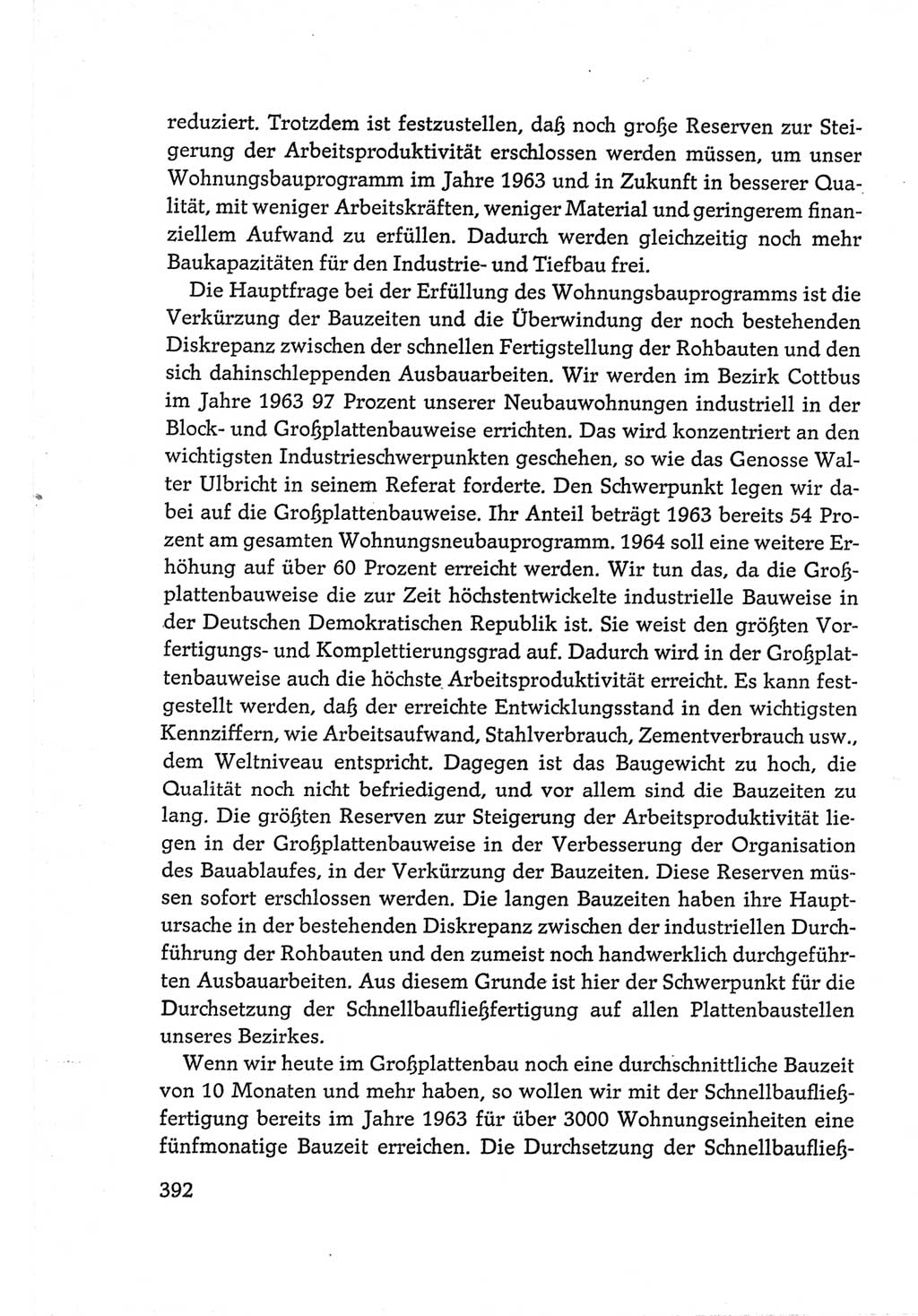 Protokoll der Verhandlungen des Ⅵ. Parteitages der Sozialistischen Einheitspartei Deutschlands (SED) [Deutsche Demokratische Republik (DDR)] 1963, Band Ⅲ, Seite 392 (Prot. Verh. Ⅵ. PT SED DDR 1963, Bd. Ⅲ, S. 392)
