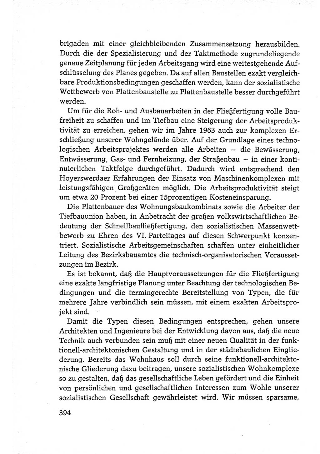 Protokoll der Verhandlungen des Ⅵ. Parteitages der Sozialistischen Einheitspartei Deutschlands (SED) [Deutsche Demokratische Republik (DDR)] 1963, Band Ⅲ, Seite 394 (Prot. Verh. Ⅵ. PT SED DDR 1963, Bd. Ⅲ, S. 394)