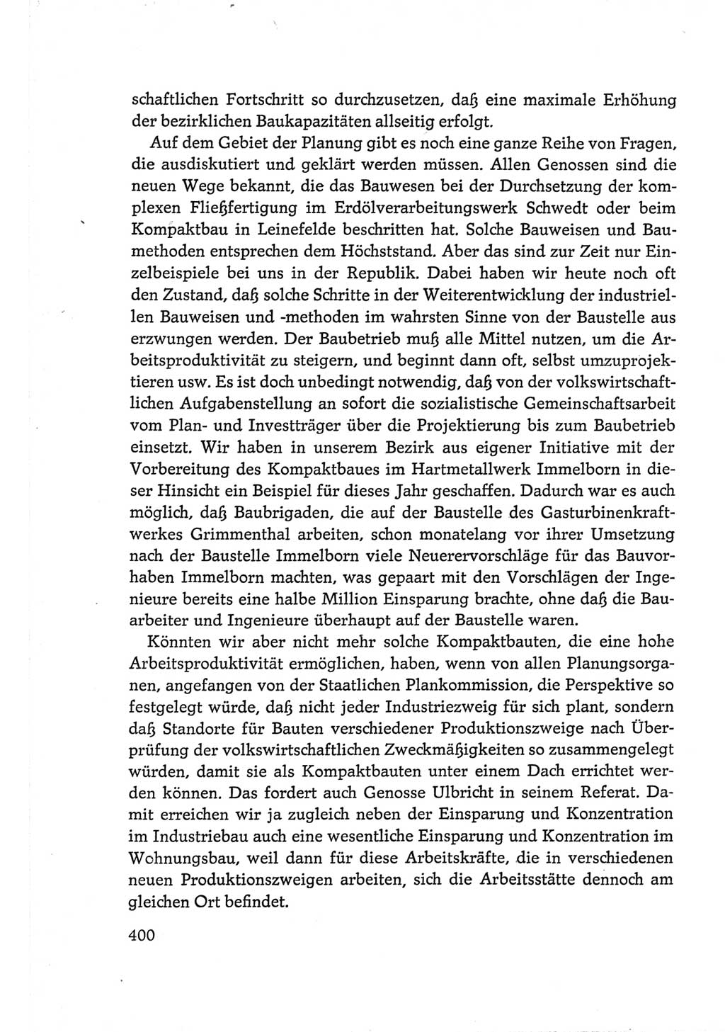 Protokoll der Verhandlungen des Ⅵ. Parteitages der Sozialistischen Einheitspartei Deutschlands (SED) [Deutsche Demokratische Republik (DDR)] 1963, Band Ⅲ, Seite 400 (Prot. Verh. Ⅵ. PT SED DDR 1963, Bd. Ⅲ, S. 400)