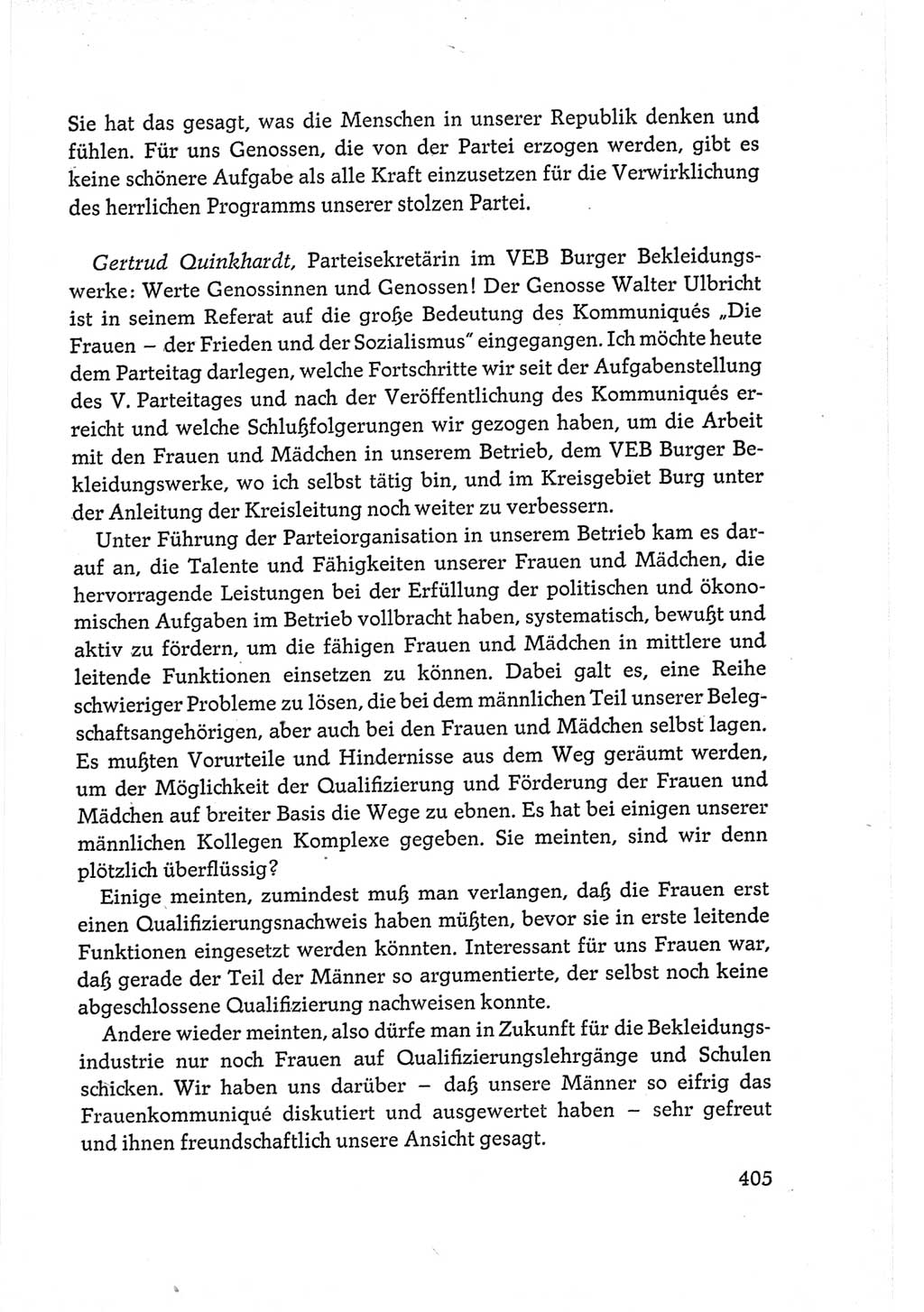 Protokoll der Verhandlungen des Ⅵ. Parteitages der Sozialistischen Einheitspartei Deutschlands (SED) [Deutsche Demokratische Republik (DDR)] 1963, Band Ⅲ, Seite 405 (Prot. Verh. Ⅵ. PT SED DDR 1963, Bd. Ⅲ, S. 405)
