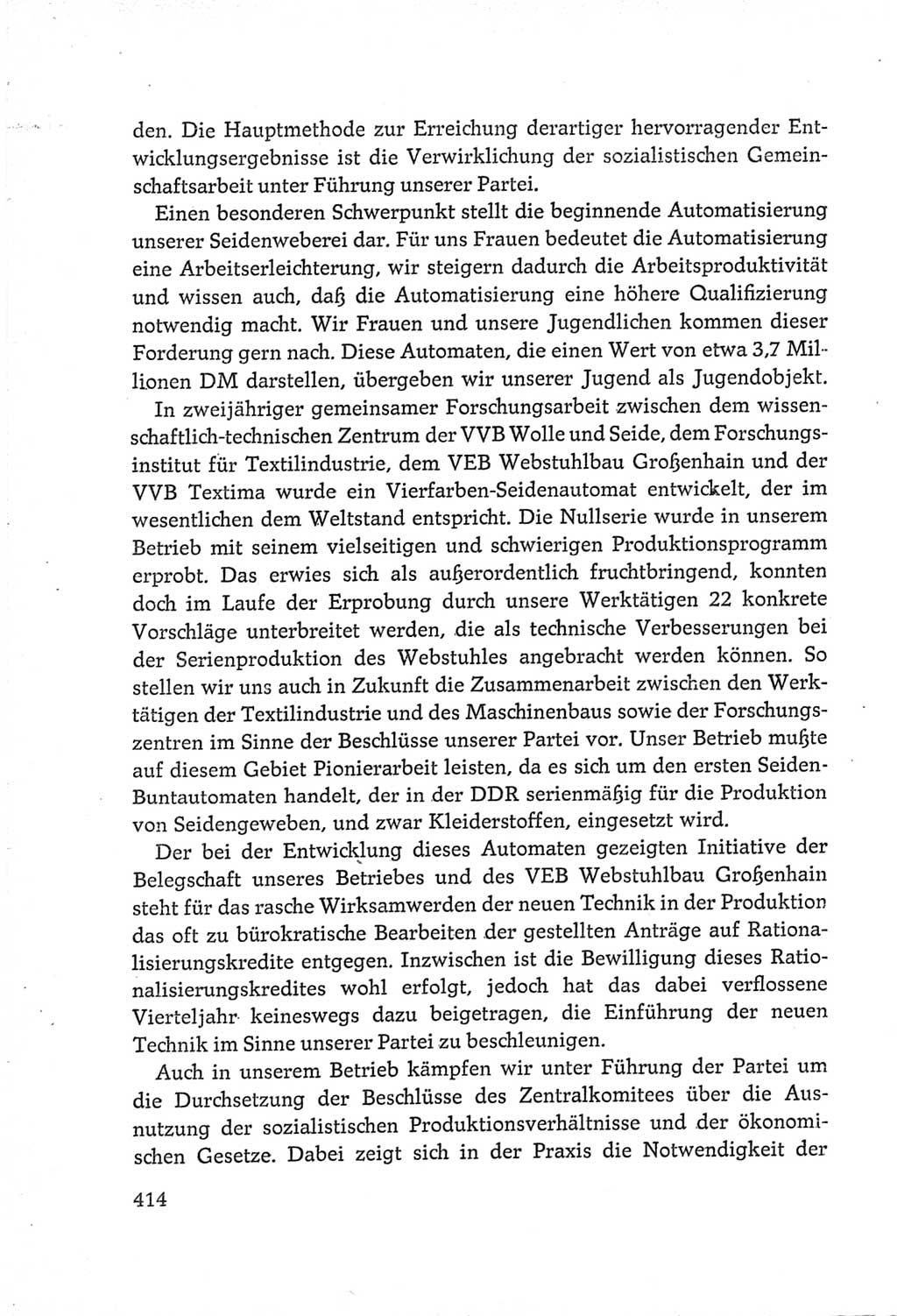 Protokoll der Verhandlungen des Ⅵ. Parteitages der Sozialistischen Einheitspartei Deutschlands (SED) [Deutsche Demokratische Republik (DDR)] 1963, Band Ⅲ, Seite 414 (Prot. Verh. Ⅵ. PT SED DDR 1963, Bd. Ⅲ, S. 414)
