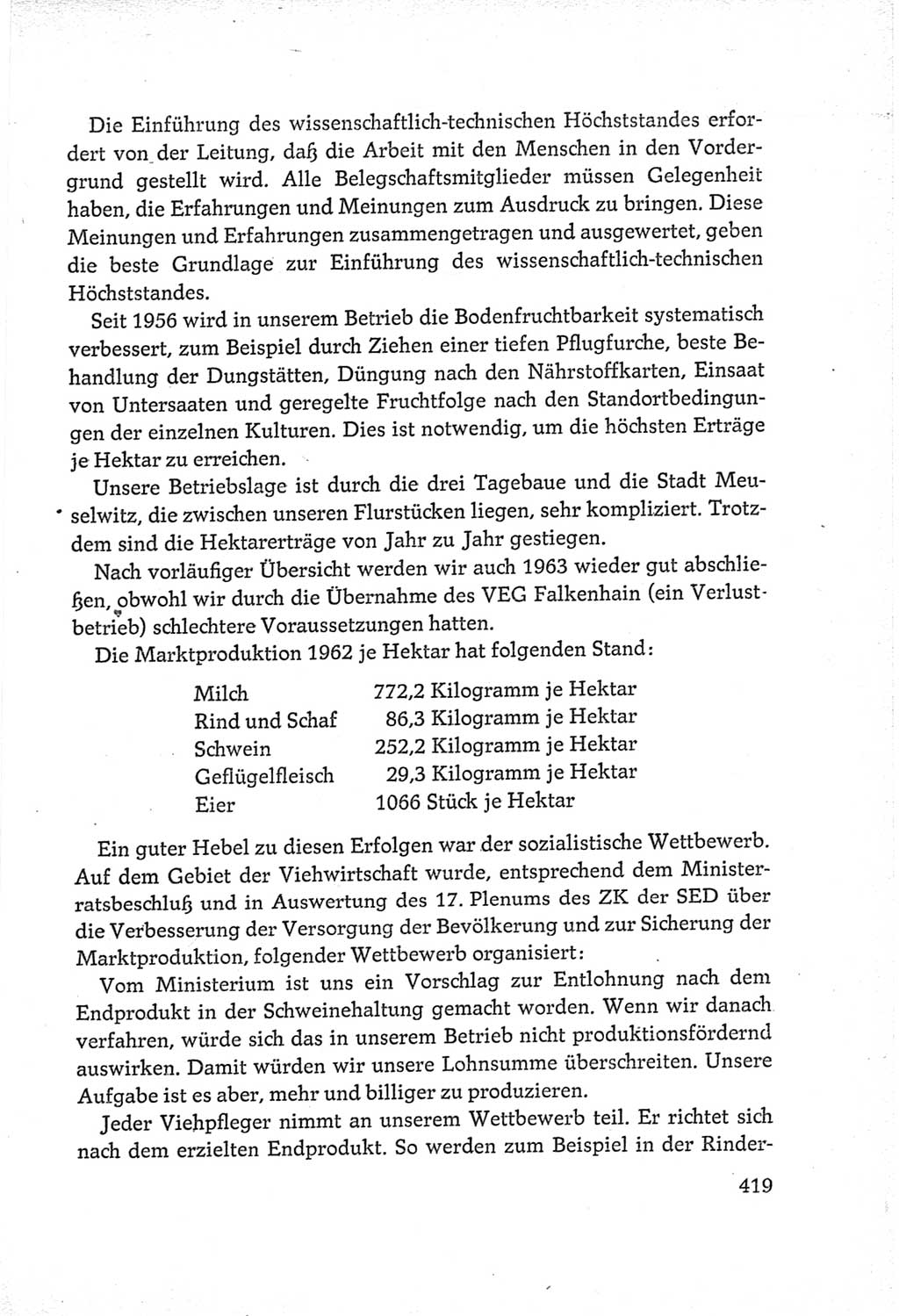 Protokoll der Verhandlungen des Ⅵ. Parteitages der Sozialistischen Einheitspartei Deutschlands (SED) [Deutsche Demokratische Republik (DDR)] 1963, Band Ⅲ, Seite 419 (Prot. Verh. Ⅵ. PT SED DDR 1963, Bd. Ⅲ, S. 419)