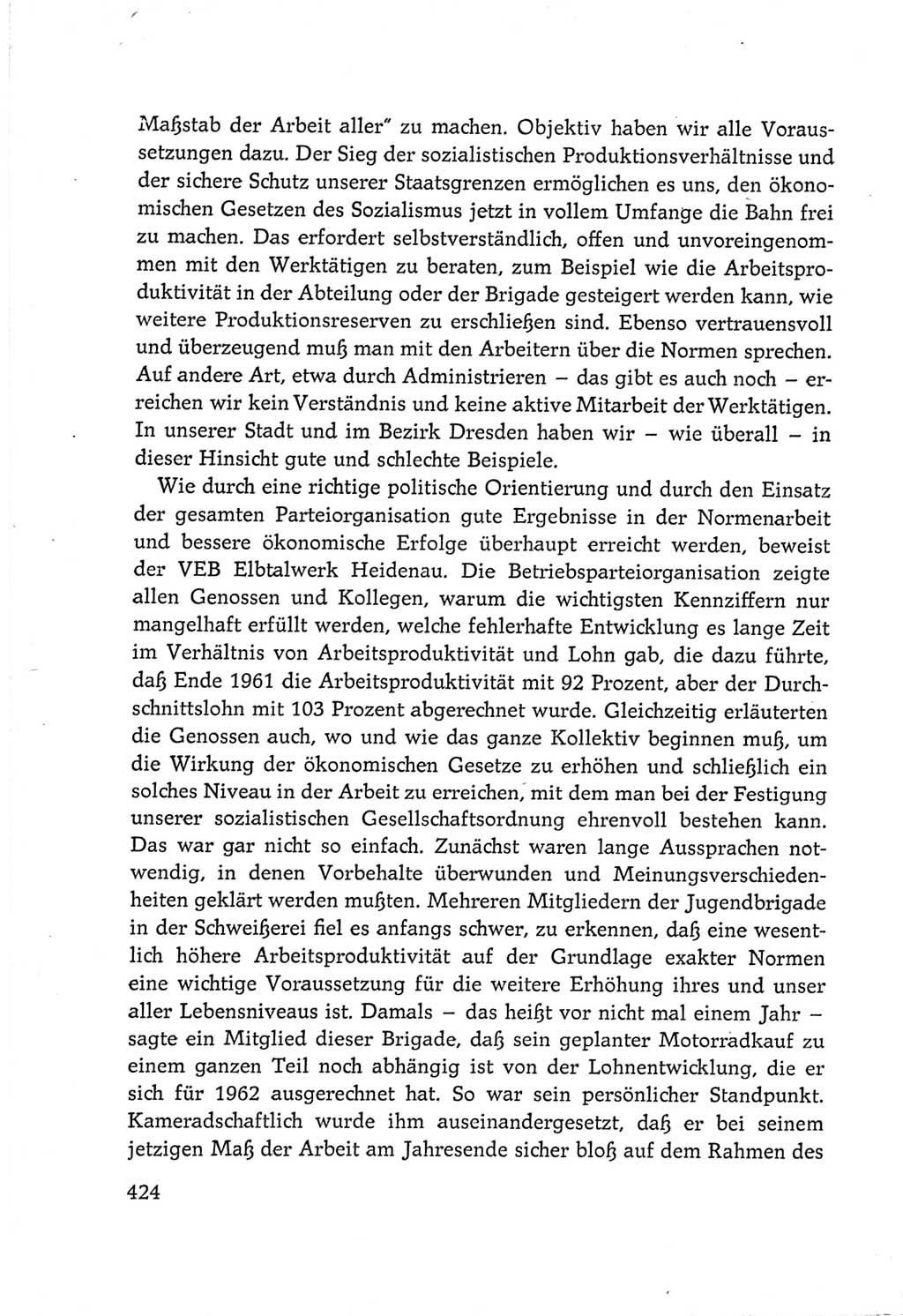 Protokoll der Verhandlungen des Ⅵ. Parteitages der Sozialistischen Einheitspartei Deutschlands (SED) [Deutsche Demokratische Republik (DDR)] 1963, Band Ⅲ, Seite 424 (Prot. Verh. Ⅵ. PT SED DDR 1963, Bd. Ⅲ, S. 424)